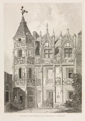Architectonische Oudheden van Normandië Vol. II, Pl. 64: Huis op de Place de la Pucelle, in Rouen