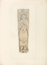 Studie van een deksel van een doodskist op het kerkhof van Houghton, Norfolk
