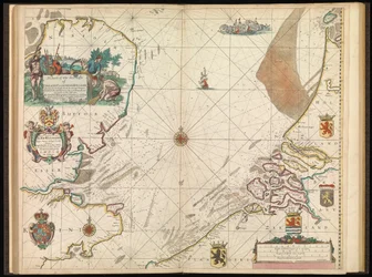 Een kaart van de zeekusten van Engeland, Vlaanderen en Holland, c.1672