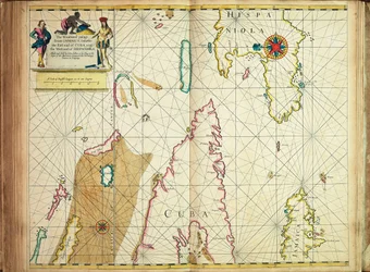 De windward passage van Jamaica, tussen het oostelijke einde van Cuba en het westelijke einde van Hispaniola