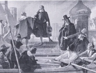 Vlucht van de vijf leden, illustratie uit De Geschiedenis van het Britse Volk gepubliceerd door Waverley, ca. 1940
