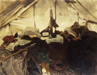 Binnen in een Tent in de Canadese Rockies, 1916