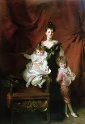 Mevrouw William Marshall Cazalet en twee van haar kinderen, Edward en Victor, 1900