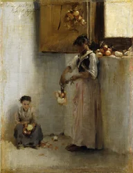 Uien rijgen, ca. 1882