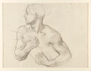 Studie van Clytemnestra voor Orestes achtervolgd door de Furiën, muurschildering, trap, Museum of Fine Arts, Boston