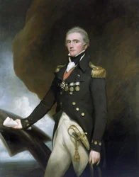 Portret van kapitein Sir Edward Berry (1768-1831), diende onder Horatio Nelson (1758-1805) bij de Slag bij Aboukir (of Slag bij de Nijl) in 1798 en bij de Slag bij Trafalgar in 1805