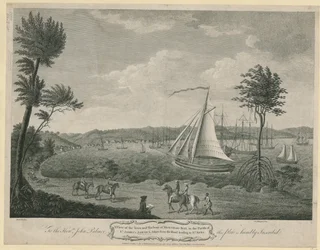 Een uitzicht op de stad en haven van Montego Bay, in de parochie van St. James, Jamaica: genomen vanaf de weg naar St. Ann