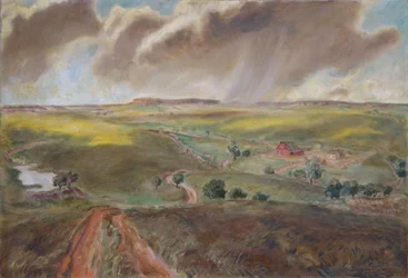 Lente Regenbui (Western Kansas Landschap)