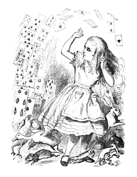 Een pak kaarten vliegt over Alice, 1889