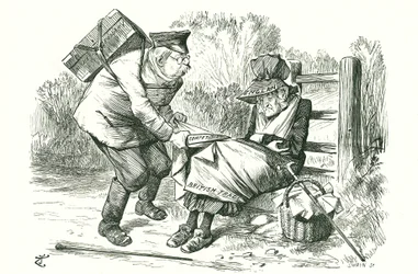 Duitsland steelt de positie van Groot-Brittannië als wereldleider in handel en productie. Cartoon door John Tenniel uit Punch, 5 september 1896.