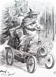 Kerstman racet door de sneeuw