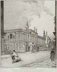 Zuidwestelijk Uitzicht op Bethlem Hospital en London Wall, 1814