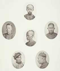 Kantonese jongen; Kantonese koopman; Mongoolse mannelijke hoofd; Een eerbiedwaardig hoofd; Een arbeider; Mongoolse mannelijke hoofd