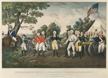 Overgave van generaal Burgoyne bij Saratoga, N.Y., 17 oktober 1777, uitgegeven 1852