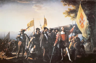 De Landing van Columbus in Amerika in 1492