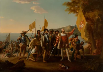 De landing van Columbus, tweede helft van de 19e eeuw