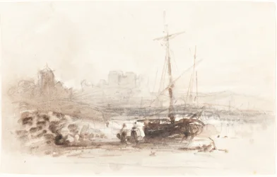 Zeilboot op een strand