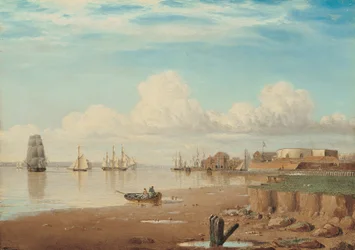 Schepen op de Humber en het Zuidelijke Blokhuis, vroege jaren 1830