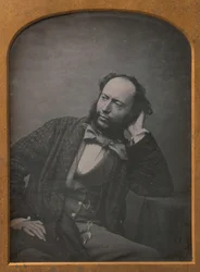 Zittende Middelbare Man in Strik en Jas, 1850s