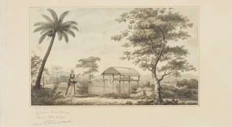 45: Uitzicht op een Graf, uit een serie aquarellen die de laatste reis van Kapitein Cook illustreren, c.1773-84