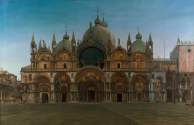 Westelijke gevel van de Basiliek van San Marco, Venetië, Italië