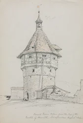 Ronde toren, kasteel van Munoth, Schafhausen, Zwitserland, 1842