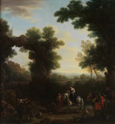 Klassiek landschap met zigeuners, 1748
