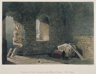 Interieur van een toren behorend tot de London Wall bij Old Bailey, City of London, 1851