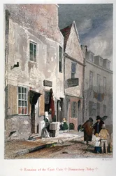 Uitzicht op de oostpoortresten van de Abdij van St Saviour, Bermondsey, Londen, 1851