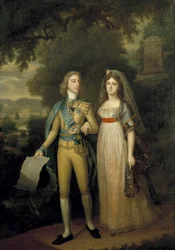 Zweeds: Gustav IV Adolf, 1778-1837, koning van Zweden en Fredrika Dorotea Vilhelmina, 1781-1826, prinses van Baden, koningin van Zweden Portret van Gustav IV Adolf (1778-1837) en Frederica van Baden (1781-1826)