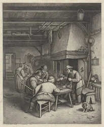 Boereninterieur met triktrakspelers