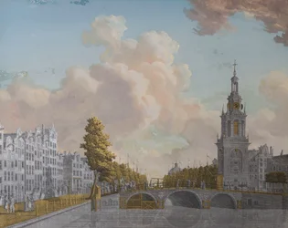Zicht op de Toren Jan Roodenpoortstoren en het Singelkanaal, Amsterdam