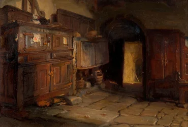 Een Bretonse cottage interieur, 1887