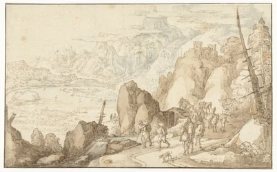 Landschap met reizigers