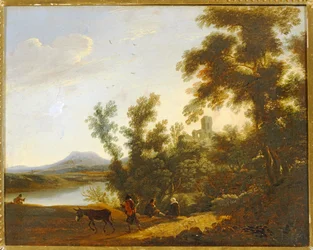 Landschap met bomen en ruïnes