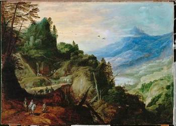 Weg over een bergpas (schilderij op doek)