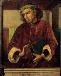 Portret van Vergilius (Virgilio, 70-19 v.Chr.), Romeins dichter en schrijver. Schilderij van Justus van Gent (1435-1480), Vlaamse school