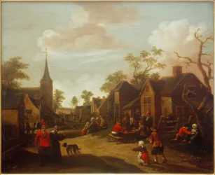 Drukke dorpsstraat