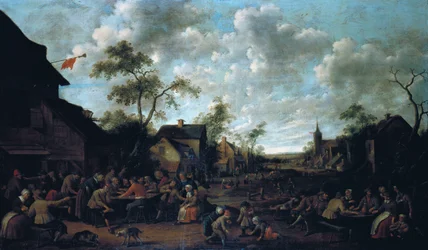 Boeren die feestvieren in een dorp, 1661