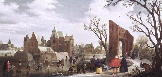Schaatsers in een Winterlandschap