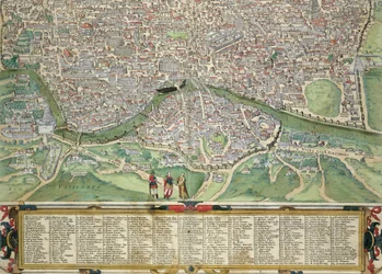 Kaart van Rome, uit «Civitates Orbis Terrarum» van Georg Braun (1541-1622) en Frans Hogenberg (1535-90), ca. 1572-1617