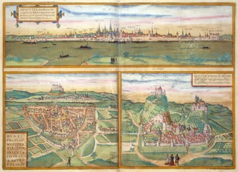 Metz, Wurtzburg en Sittensen, uit Civitates Orbis Terrarum door Georg Braun (1541-1622) en Frans Hogenburg (1535-90), c.1572