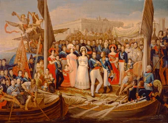Ferdinand VII ontscheept in de haven van Santa Maria, 19e eeuw