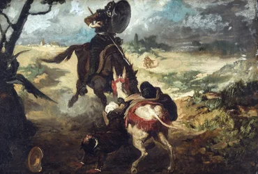 Scène uit Don Quichot van Cervantes