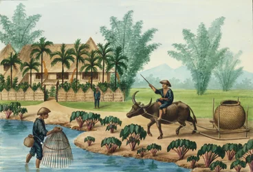Manilla en zijn omgeving: een scène aan de Pasig-rivier