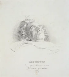 Ludwig van Beethoven (1770-1827) op zijn sterfbed, 28 maart 1827