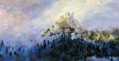 JJM recreëert Friedrich-C-D: Ochtendmist in de bergen (Panorama)