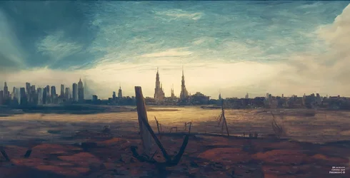 Stad bij maanopkomst (Hoogbouw)