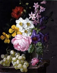 Rozen, narcissen en bloemen in een vaas