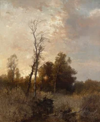 Herfstlandschap met jager